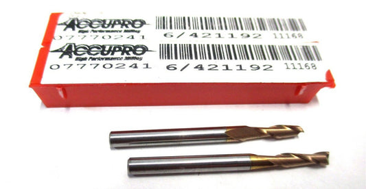 (07770241) 7/64 x 1/8 x 3/8 x 1-1/2 2F CC SE RH Carbide Square End Mill - 2 QTY