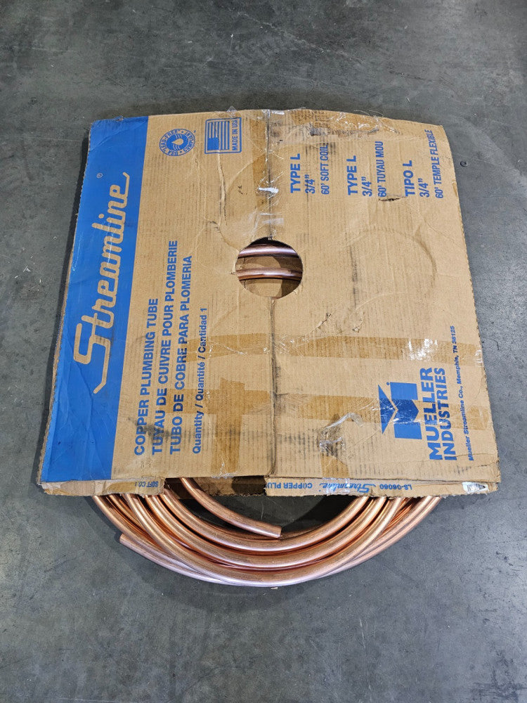 Mueller Streamline LS06060 3/4 In. X 60 Ft. x 3/8" Thick Copper Type L Soft Coil