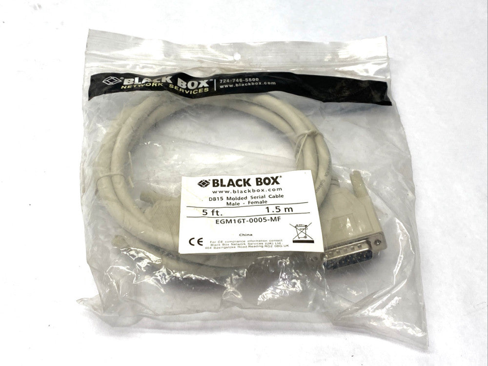 Black Box EGM16T-0005-MF DB15 Molded Serial Cable M/F 5ft