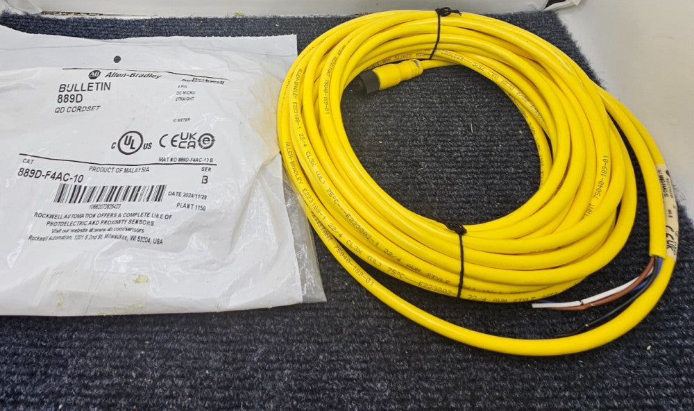 ALLEN BRADLEY 889D-F4AC-10 Cordset 889D DC Micro Straight 4-Pin 10 meters
