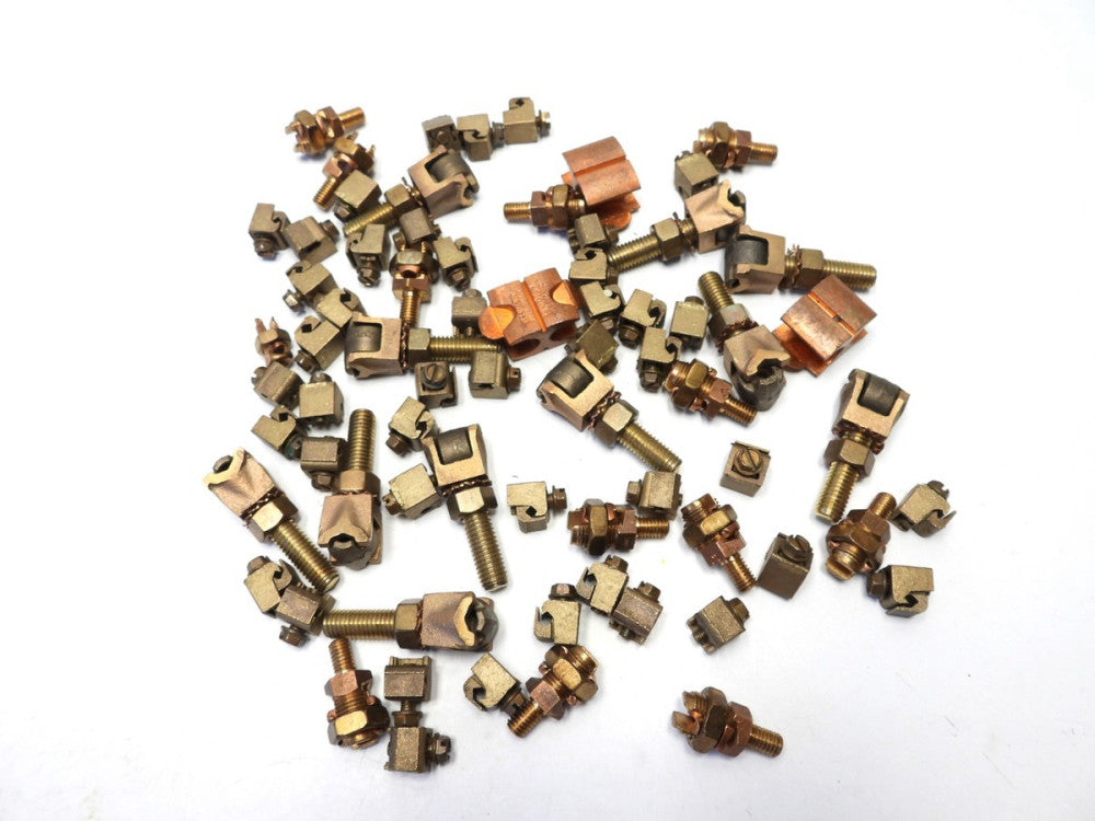 (8lb 10oz) Misc Split Bolt Connectors and Ground Clamps Copper Brass