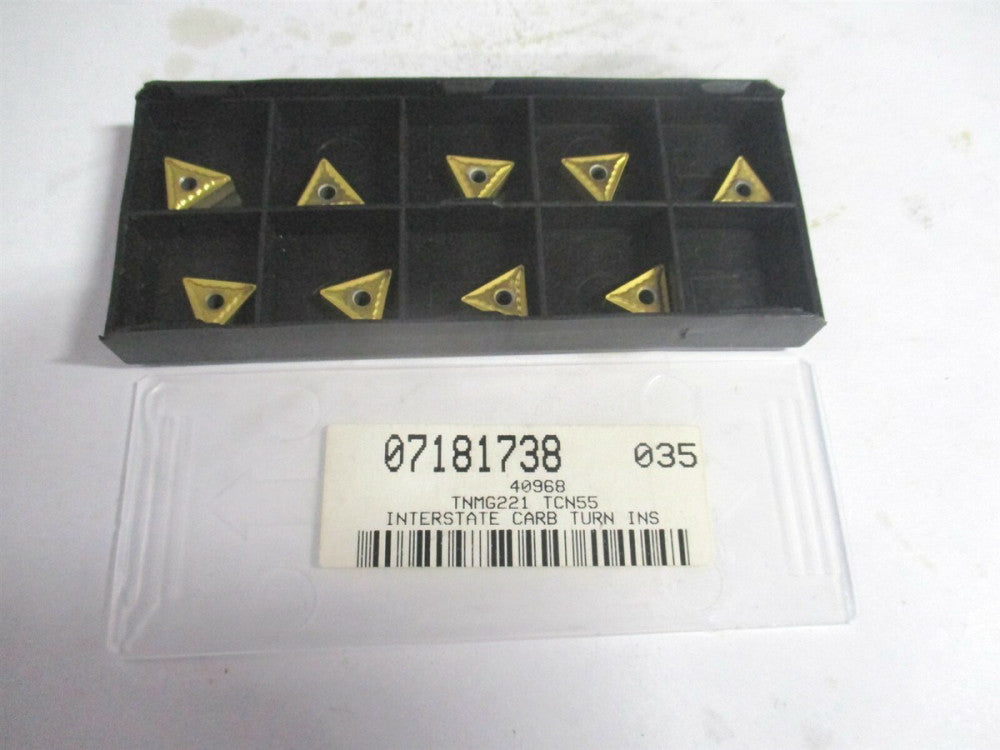 (40968) TNMG221 TCN55 1/4" x 1/8" x 1/64" Carbide Turning Insert - Pack of 9