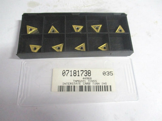 (40968) TNMG221 TCN55 1/4" x 1/8" x 1/64" Carbide Turning Insert - Pack of 9