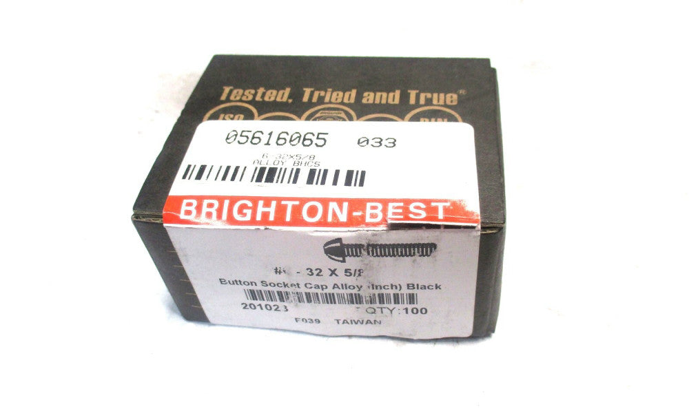 Brighton (201023) #6-32 UNC 5/8" OAL 5/64" Hex Button Cap Screw - Lot of 100