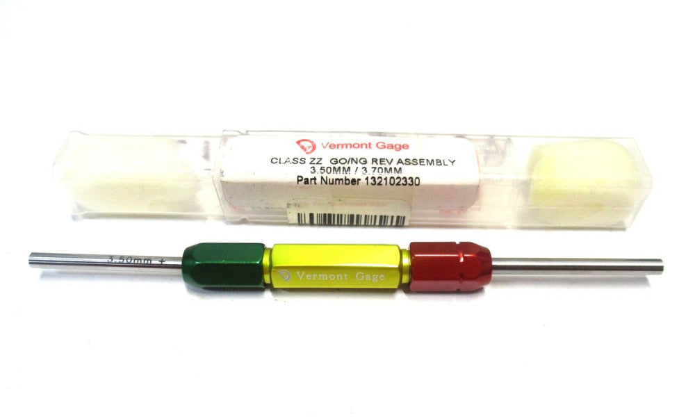 Vermont Gage 3.50mm - 3.70mm Class ZZ Go/No-Go Double End Rev Plug Gage Handle