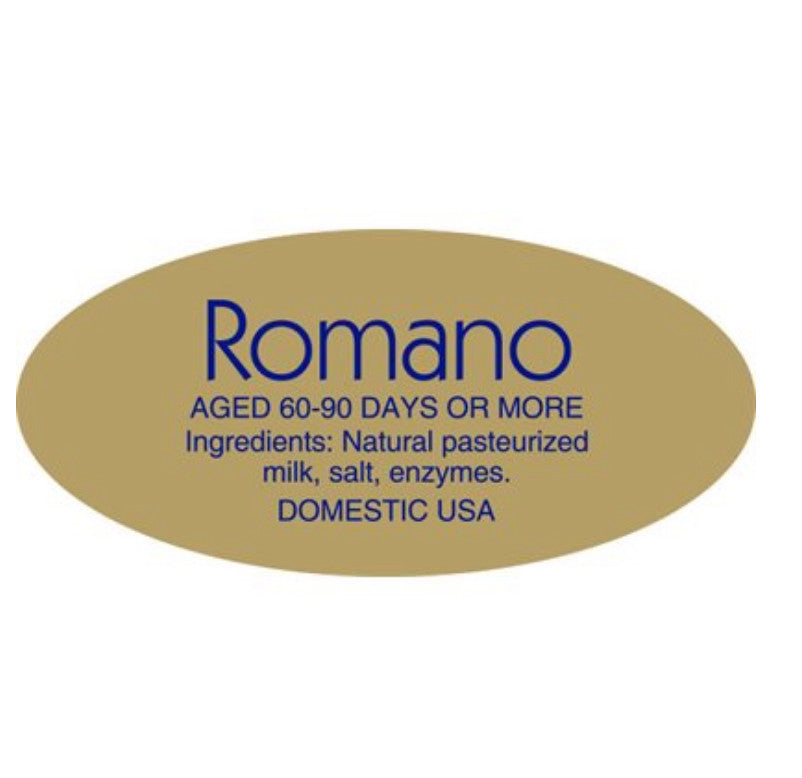 Gold Foil Labels .875" x 1.9" Oval decal sticker 500 per roll ROMANO