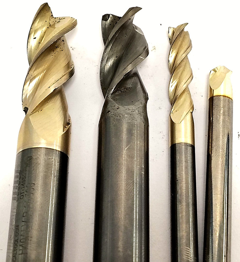 ASSORTED LOT 3 FL HELICAL ENDMILLS CARBIDE STEEL MATERIAL 2-1/2"-3" OAL LOT OF 4