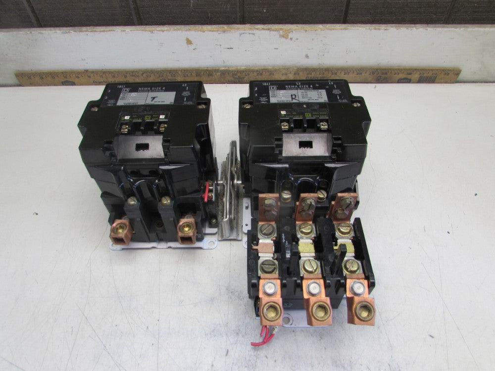 SQUARE D 8536-SF01 REVERSING STARTER 600 VAC MAX W/ 440/480V COIL, SEE PHOTOS!