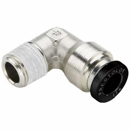 Parker W169plpns-6-8 Push-To-Connect Elbow, Brass, Silver