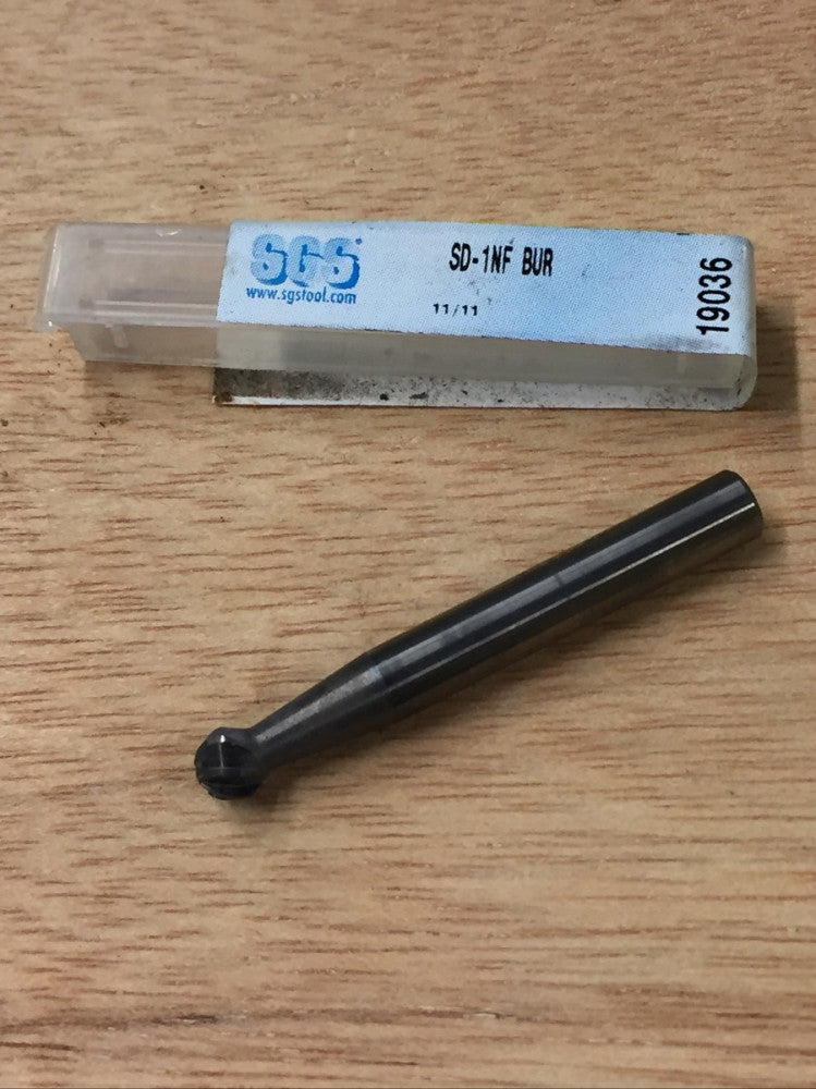 SGS 19036 SD-1NF Single Cut Ball Carbide Burr