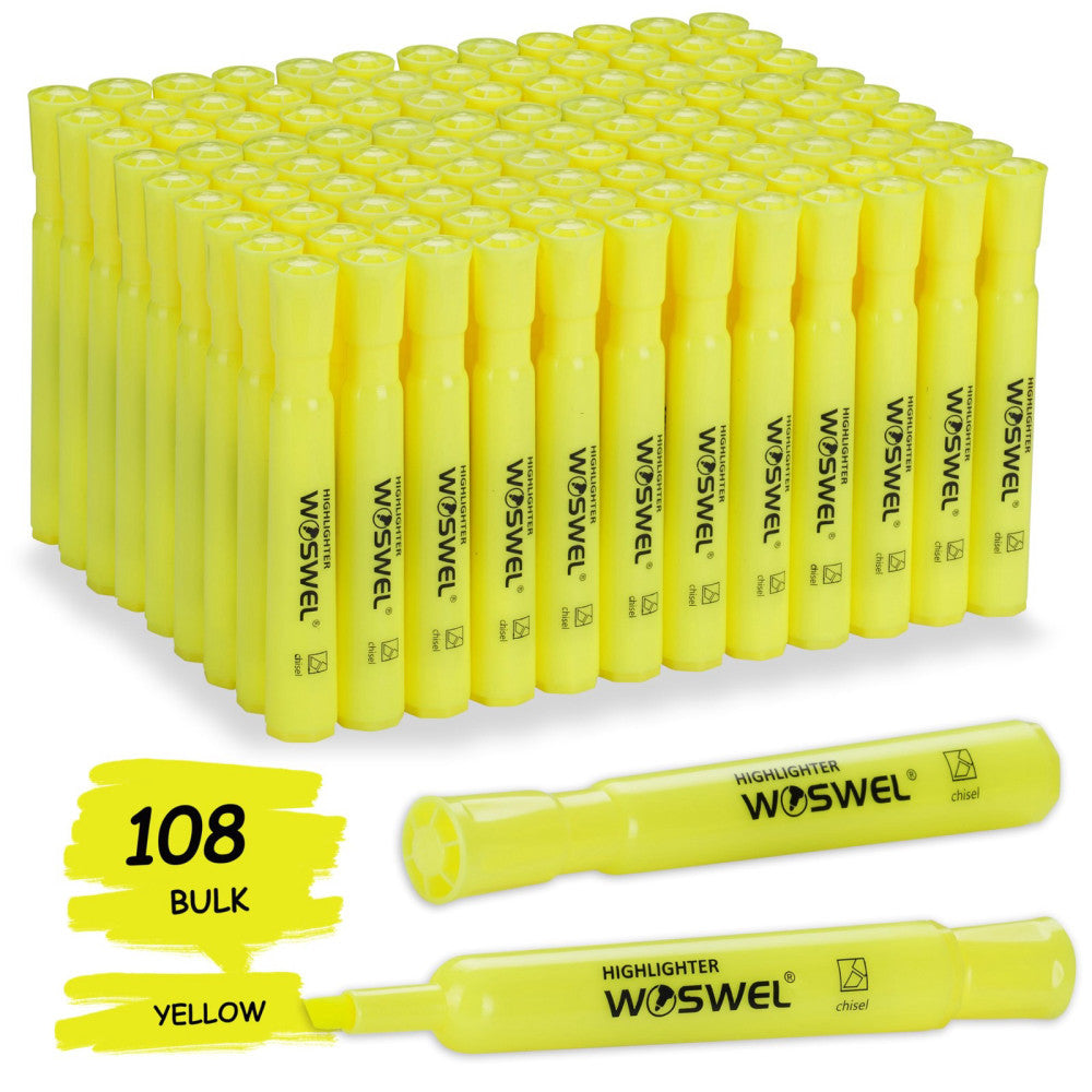 Highlighters Bulk 108 Pack Tank Style Highlighters Set Fluorescent Yellow Chi...