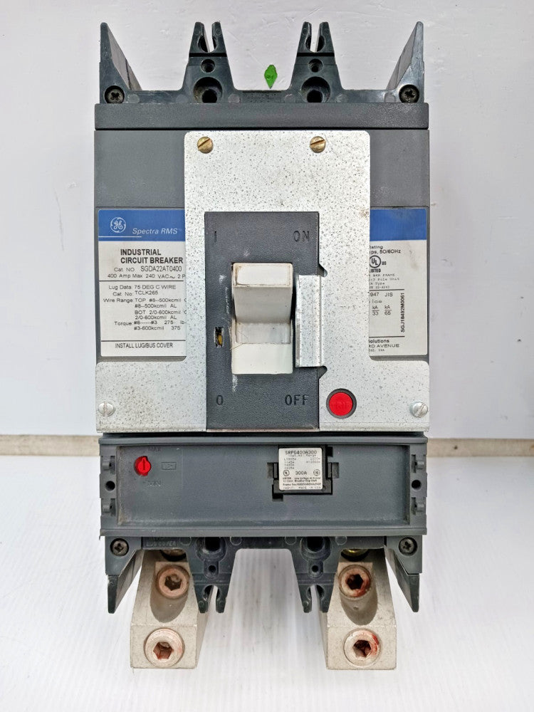 GE 400 Amp Circuit Breaker 2 Pole 240 VAC SGDA22AT0400 W/ 300 Amp Trip Plug