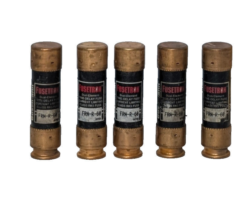 Lot of 5 Bussmann Fusetron FRN-R-60 Dual-Element Time-Delay Fuses 250V