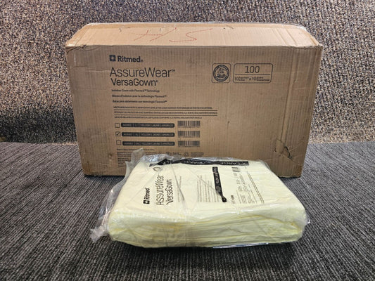 (QTY 100) Ritmed AssureWear VersaGown A69962 Disposable Yellow Lab Gown X-Large
