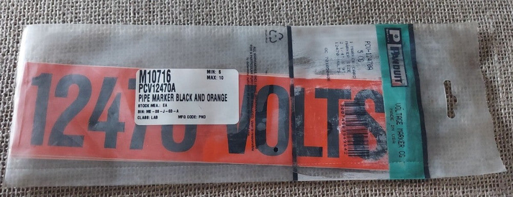 Pack of 5 - PANDUIT PCV-12470AY Voltage Marker, Vinyl, 12470 Volts New Old Stock