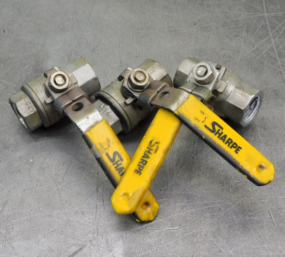 Sharpe CF8M 2-Way Manual Ball Valve 1/2" NPT 1000 CWP Stainless Steel Lot of (3)