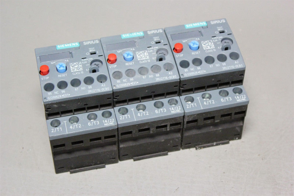 Lot of 3 UNUSED SIEMENS OVERLOAD RELAY  3RU2116-0CB0 
