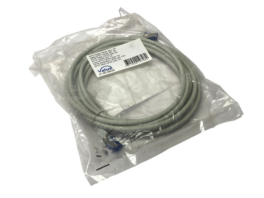 Value 21.99.0863E Double Ended Ethernet Cable Gray Male RJ45 Connectors 3m
