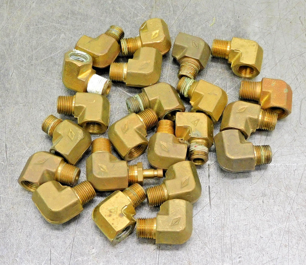 Brass 90° Elbow Fitting 1/8" NPT Male x Female Lot of Twenty-Two (22)