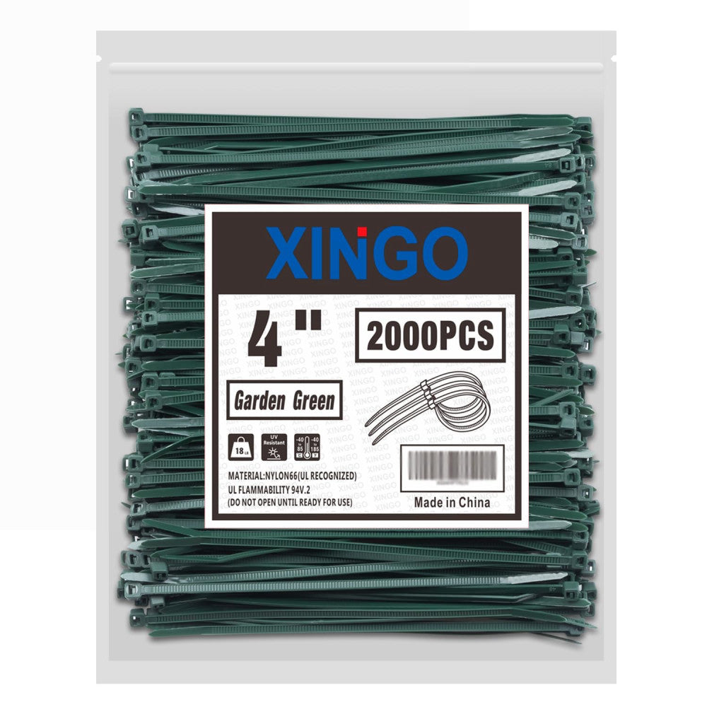 Garden Green Zip Ties 4 Inch 2000 Pack, Small Zip Ties with 18lbs Tensile Str