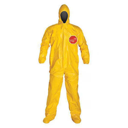 Dupont Qc122tyl3x000400 Chemcial Resistant Coverall, Hooded, 3Xl, Tychem(R)