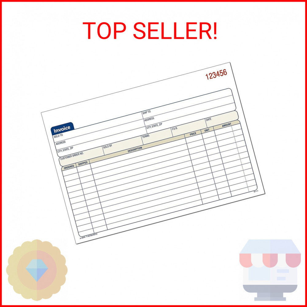 Adams Invoice Book, 3-Part, Carbonless, 5.56 x 8.44 Inch, 50 Sets per Book, Whit
