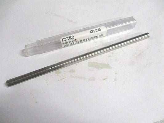 (433-0.2565) 0.2565" x 1-1/2" x 6" OAL 6-Flute Straight HSS Chucking Reamer 