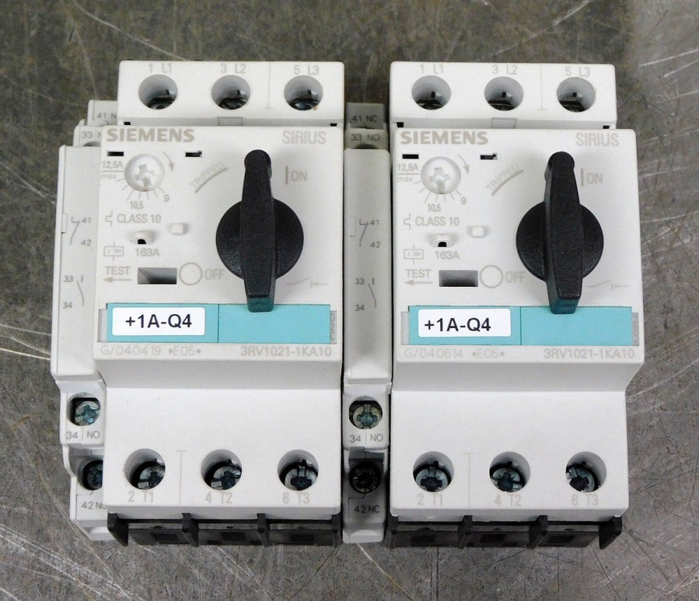 Siemens 3RV1021-1KA10 3 Pole Motor Protector Circuit Breaker 400/690VAC Lot of 2