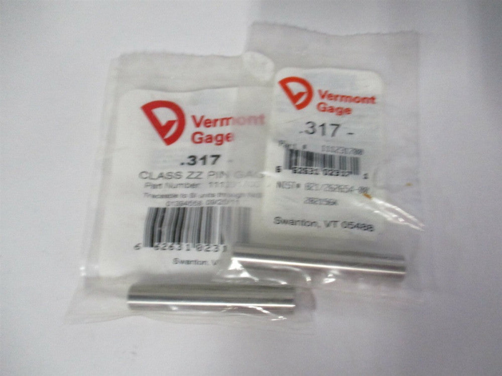 Vermont Gage (111231700) 0.317" Diam Class ZZ Minus Plug & Pin Gage - Lot of 2