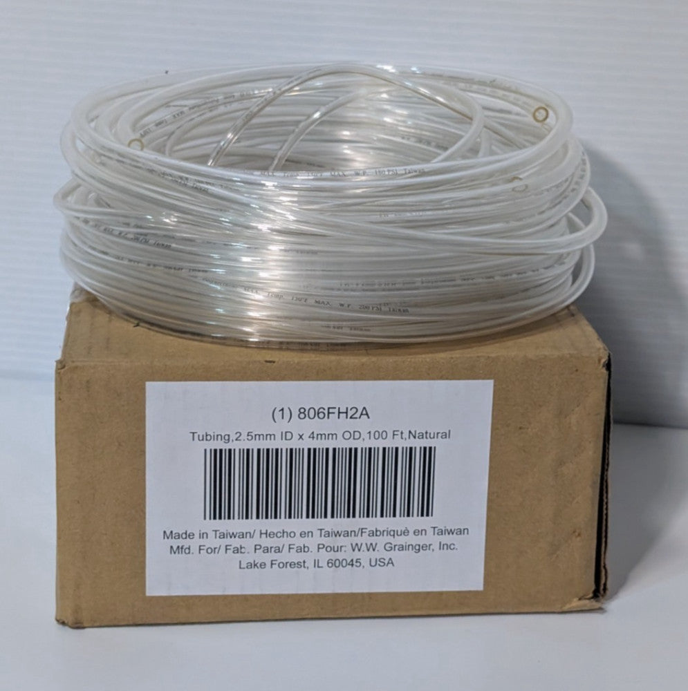 Grainger 806FH2A, 2.5mm ID x 4mm OD Polyurethane tubing, 100ft, natural, 150PSI