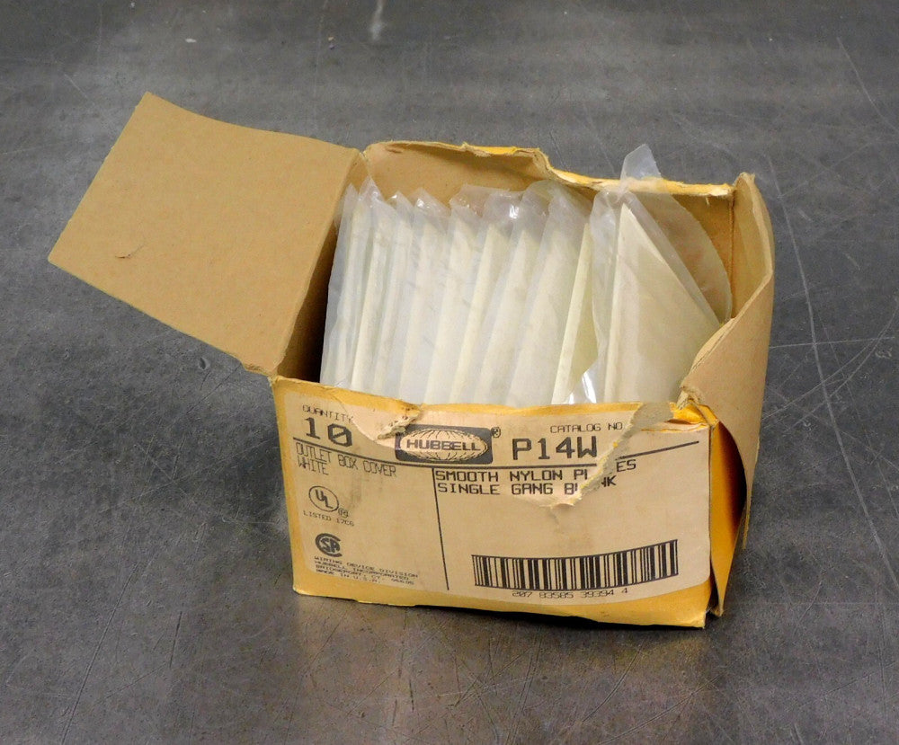 Lot of Ten (10) Hubbell P14W Outlet Box Covers w/ Nylon Plates