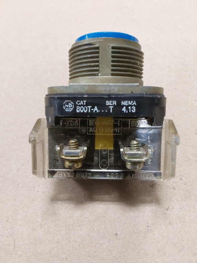  800T-A SER.T NEMA 4,13 Blue Push Button w/ Contact Block 800T-XD6 600V Ser D