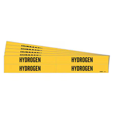 Brady 7157-4-Pk Pipe Marker, Adhesive, Black, Hydrogen, Pk5, 7157-4-Pk