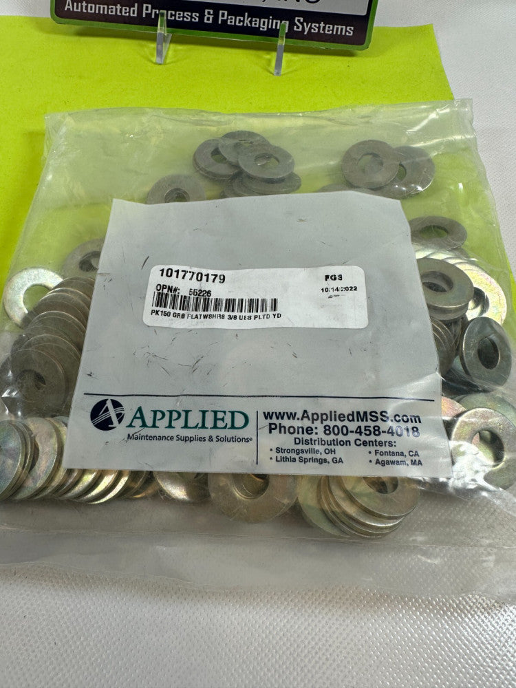 3/8" USS Flat Washers Grade 8 Yellow Zinc (Qty. of 150)