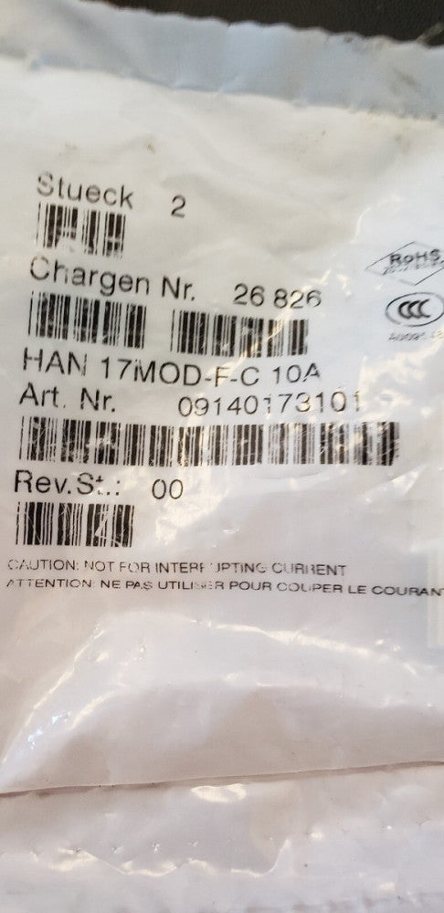*Lot of 6* Harting 09140173101 HAN Modular Insert DDD Female, 17 Contacts, B2-4A