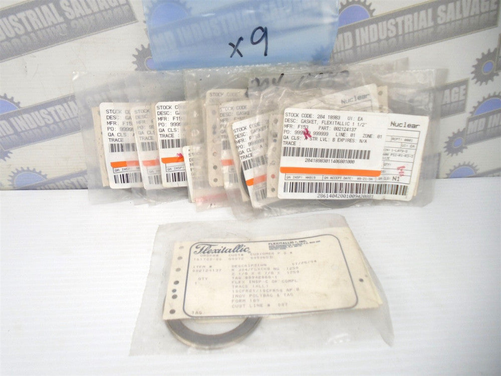 9 Pc Flexitallic 002124137 SPIRAL WOUND METAL 304SS/FLXCRB 2.125 x 2.875 x .125