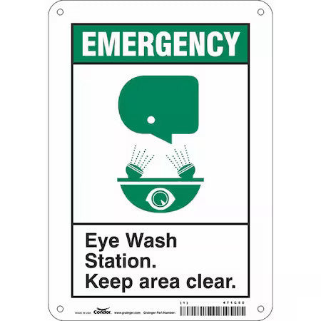 Condor 471C50 Eye Wash Station. Keep Area Clear., Polyethylene, 10 In X 7 In,