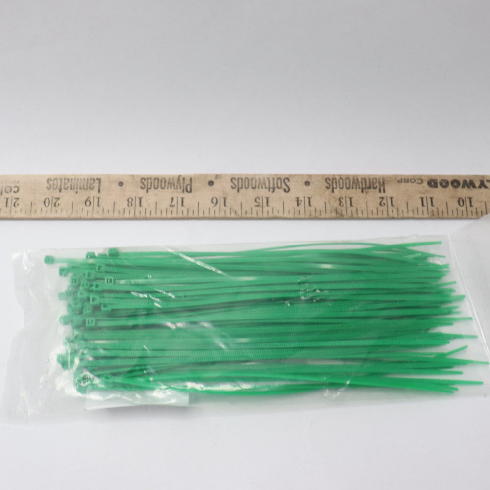 (100-Pk) Self-Locking Wire Cable Zip Ties Plastic Nylon Green 4x200mm