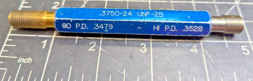 Tanfel 3/8-24/ .3720 UNF-2B Taperlock GO NOGO Thread Plug Gage USED [OF12]