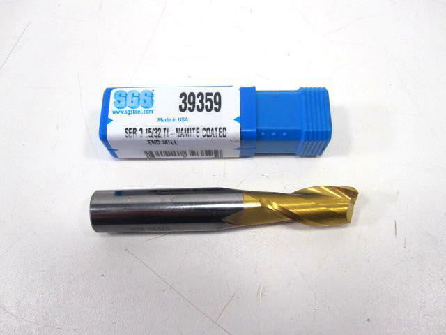 SGS 39359 Solid Carbide Right Hand 2 Flute 3" OAL 15/32" End Mill NEW
