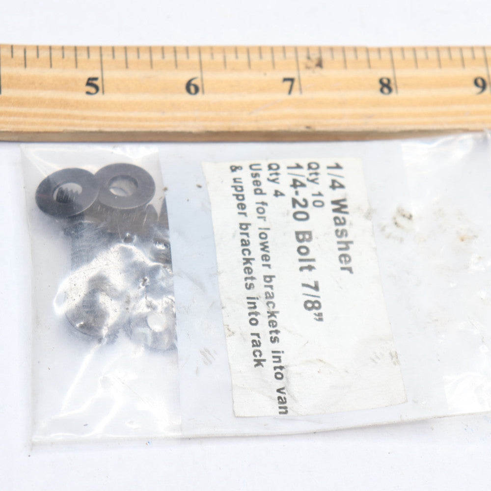 (4-Pk) Bolts 1/4"-20 x 7/8" and 1/4" Washer Black