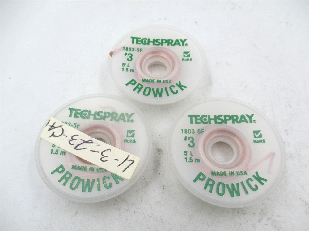 Techspray (1803-5F) 0.075" x 5' Non Activated Green Braided Desolder - Qty 3