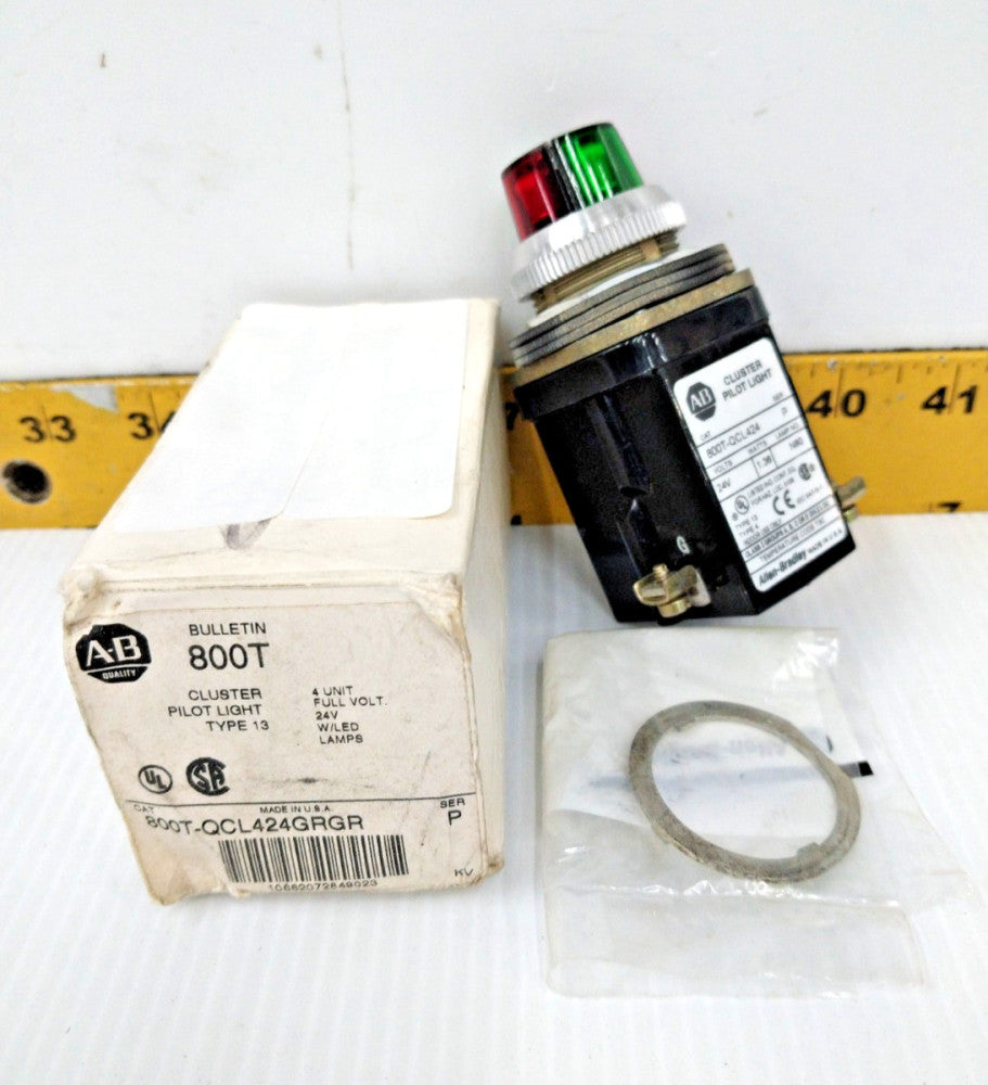 Allen-Bradley Cluster Pilot Light Type 13 Red & Green 24 VDC  800T-QCL424GRGR