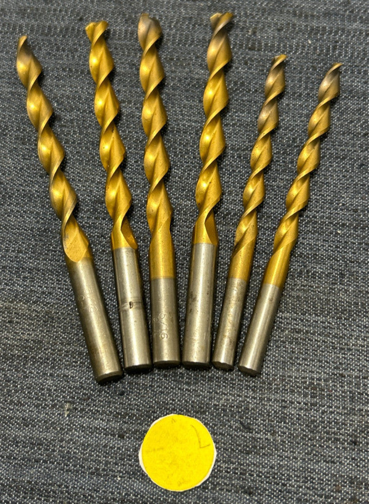 C-L HS  2 FLUTE DRILL BIT ASSORTED LOT 4) 5/16"   2) 1/4"    LOT OF 6