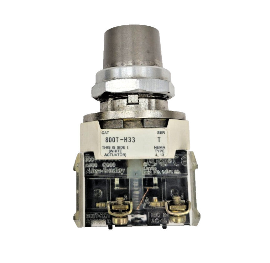 ALLEN-BRADLEY KEYED SELECTOR SWITCH 800T-H33, SER. T, 1 CONTACTOR 800T-XD1