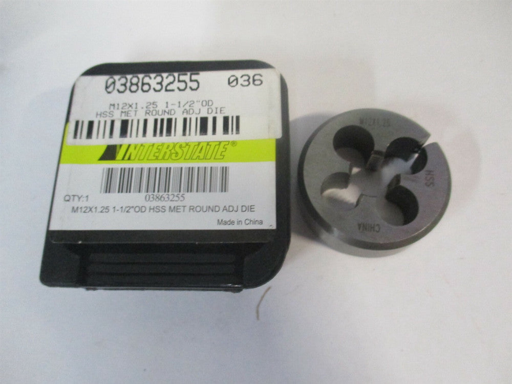 (314-1744) M12x1.25 Metric Fine 1-1/2" High Speed Steel Round Adjustable Die 