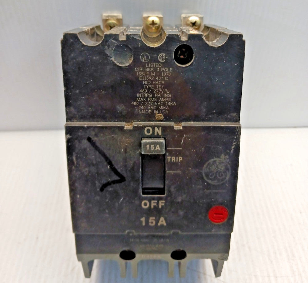 GE General Electric 15 Amp Bolt-On Circuit Breaker 3P 480Y/277 VAC TEY315