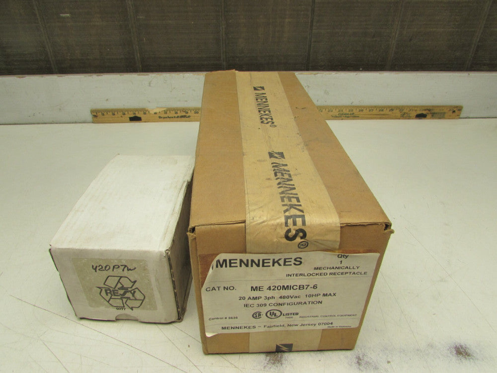 MENNEKES ME420MICB7-6 PIN&SLEEVE INTERLOCKED RECEPTACLE 20A 3PH 480V 10HP NIB !!