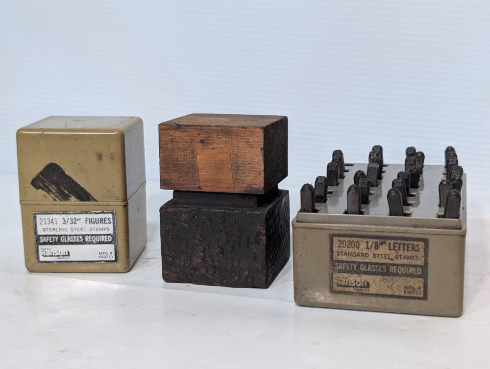 Hanson Hardened Steel Stamps, 3 Sets, 3/32" and 1/8" Characters - As Pictured