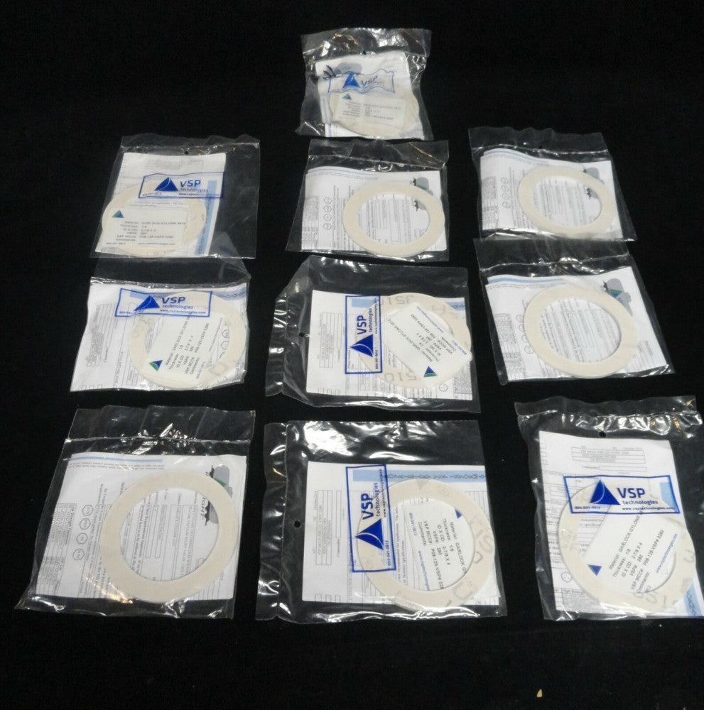 (10) VSP Garlock Gylon 3510 1/8" thick GASKET RING 2-7/8" I.D. X 4" O.D. NEW